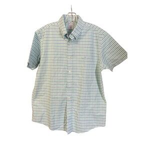 Brooks Brothers 1818 Regent Fit Shirt M Blue Green Gingham Stretch Cotton